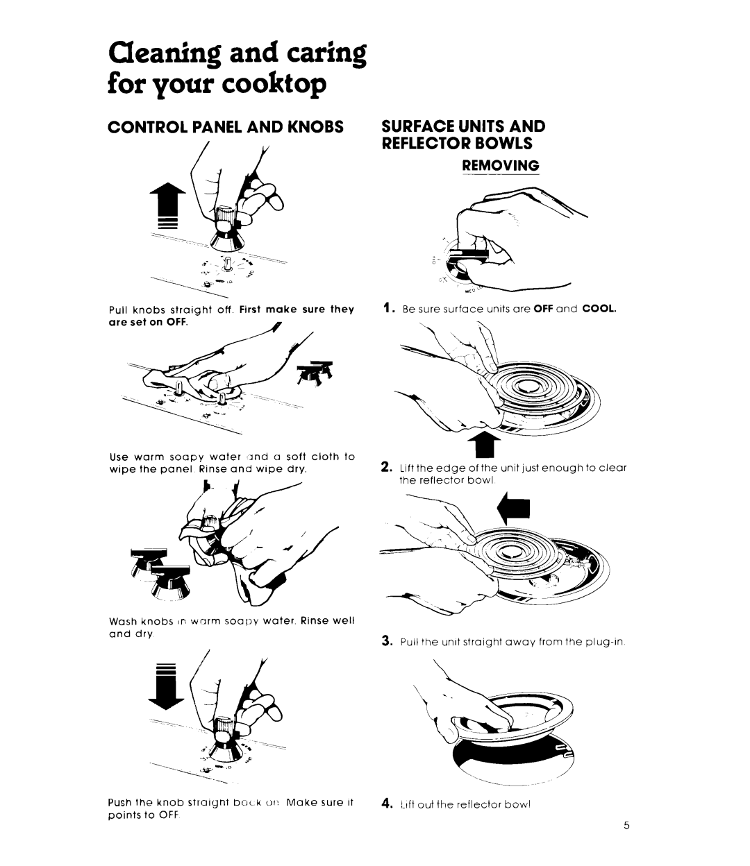 Whirlpool RC8400XK manual For your Cooktop, Surface Units, Reflector Bowls, Removing 