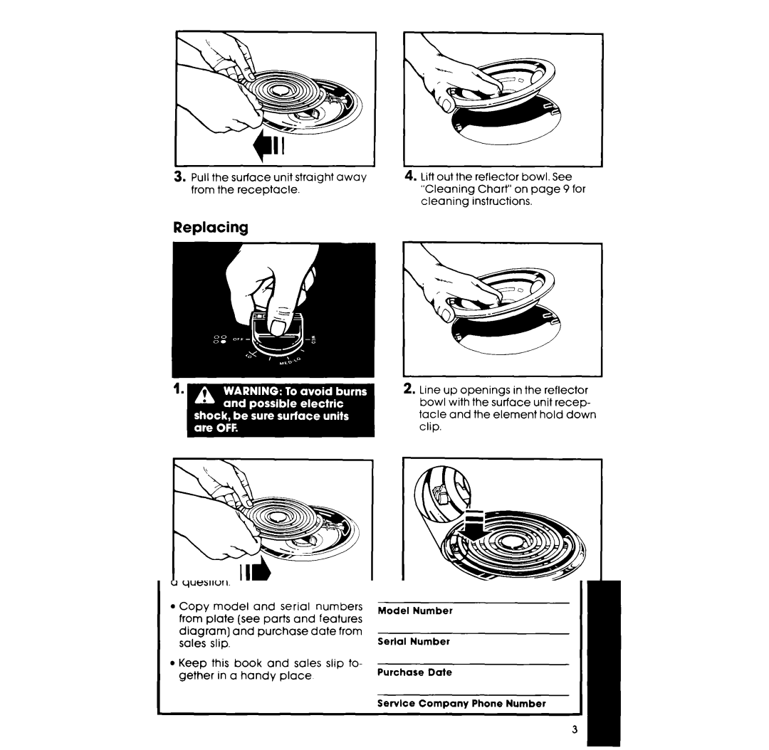 Whirlpool RC8400XV manual Replacing 