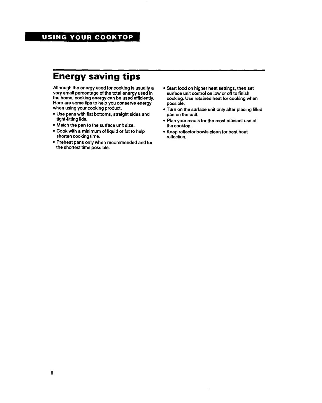 Whirlpool RC8400XY, RC8200XY important safety instructions Energy saving tips 