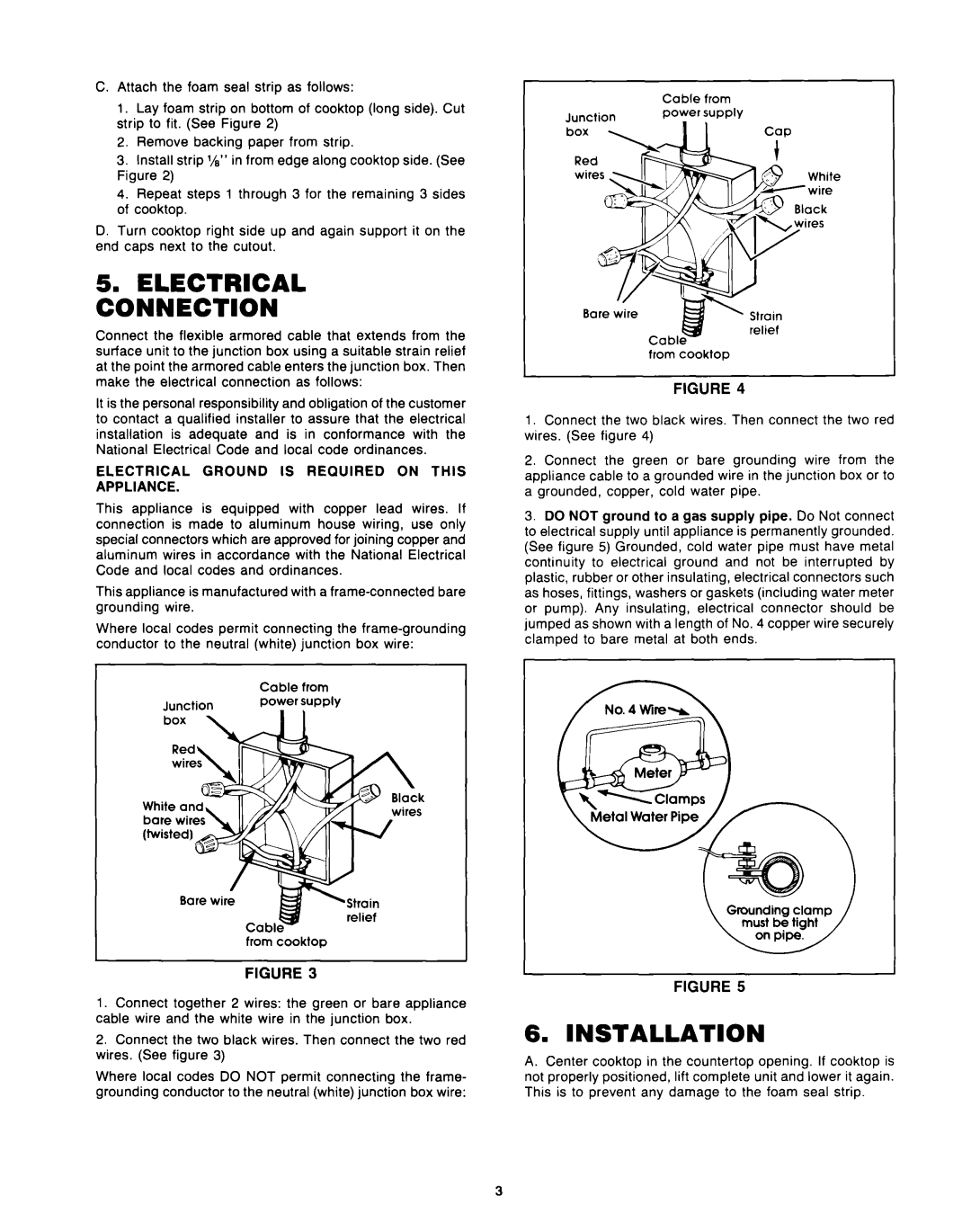 Whirlpool RC8430XTB0 manual Installation, Electrical Ground is Required on this Appliance 