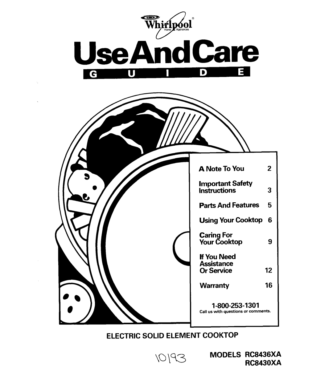 Whirlpool RC8430XA, RC8436XA warranty UseAndCare 