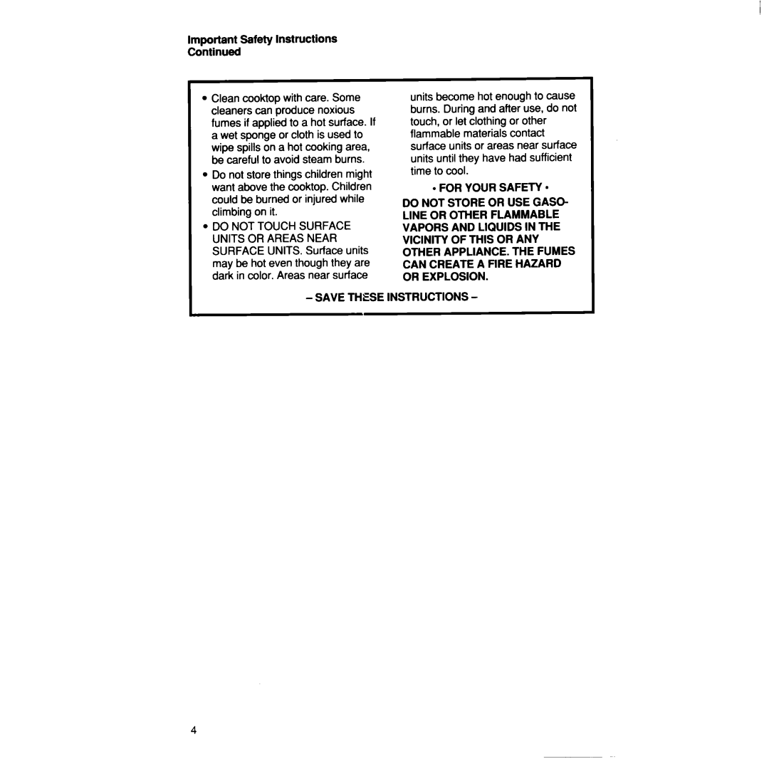 Whirlpool RC8600xv manual Important Safety Instructions Continued 