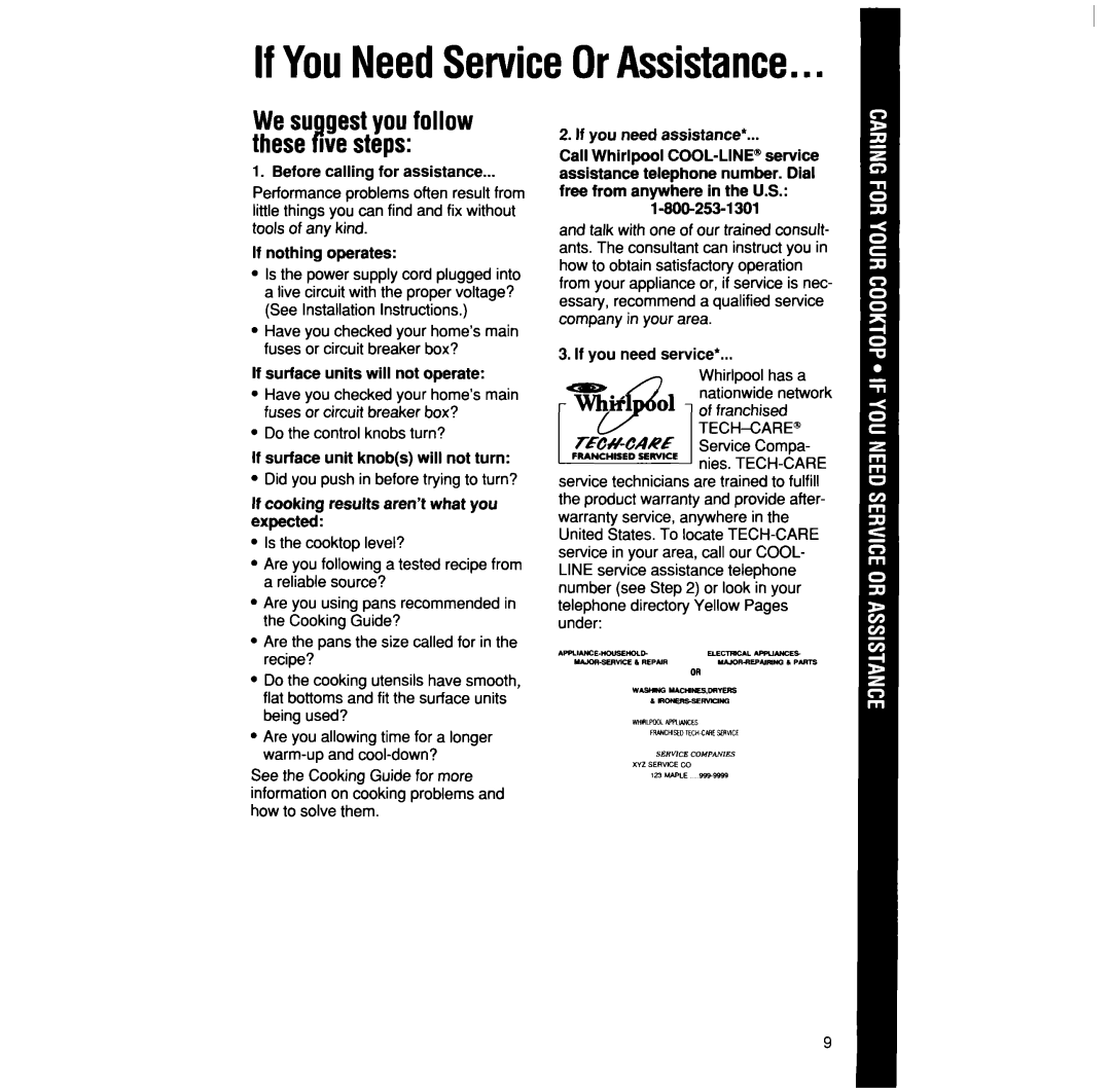 Whirlpool RC8600xv manual If YouNeedServiceOrAssistance, We su gest you follow these PIve steps 