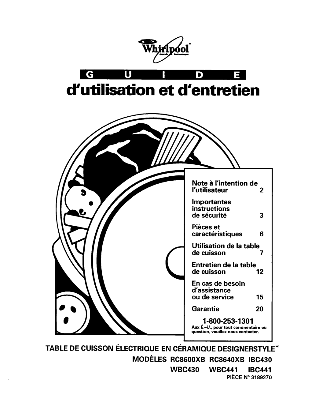 Whirlpool RC864OXB ’utilisation et d’entretien, Instructions, Caracthristiques, La table, De cuisson 