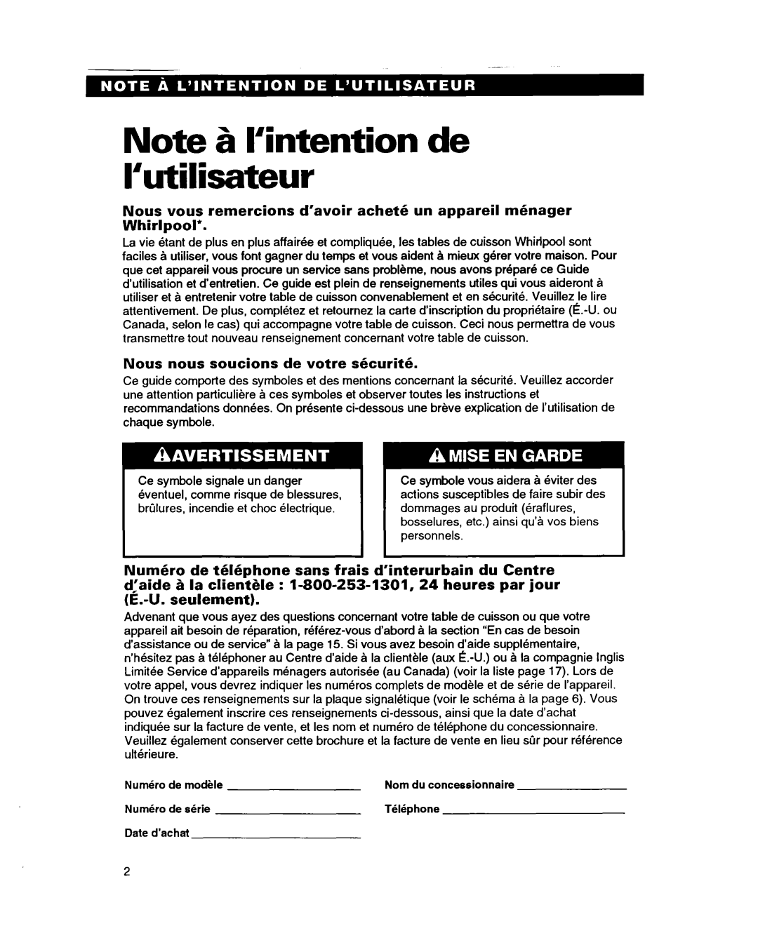 Whirlpool RC864OXB important safety instructions ’utilisateur, Nous nous soucions de votre skcurit6 