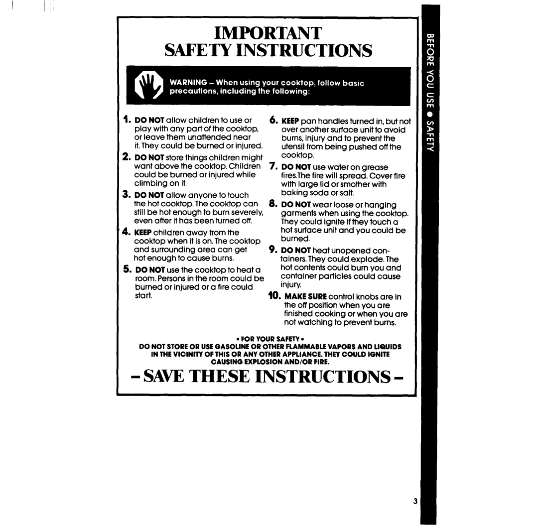 Whirlpool RC86OOXP manual Safety Instructions, Saw These Instructions 
