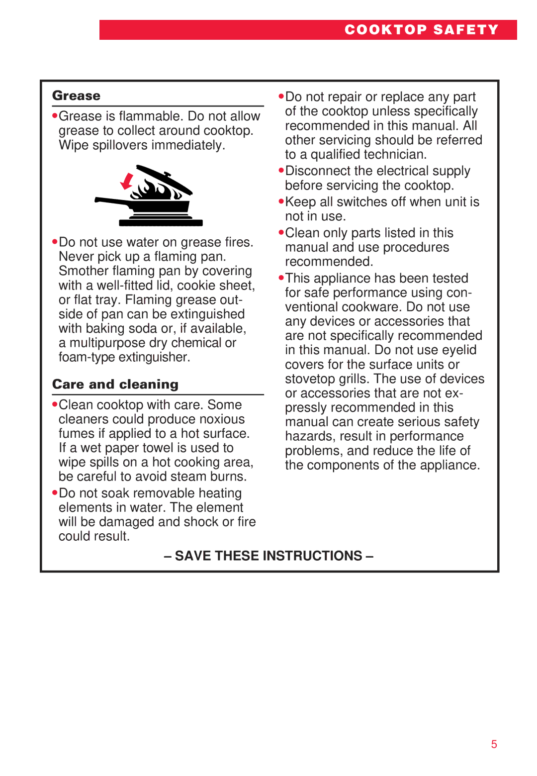 Whirlpool RC8720ED warranty Grease, Care and cleaning 