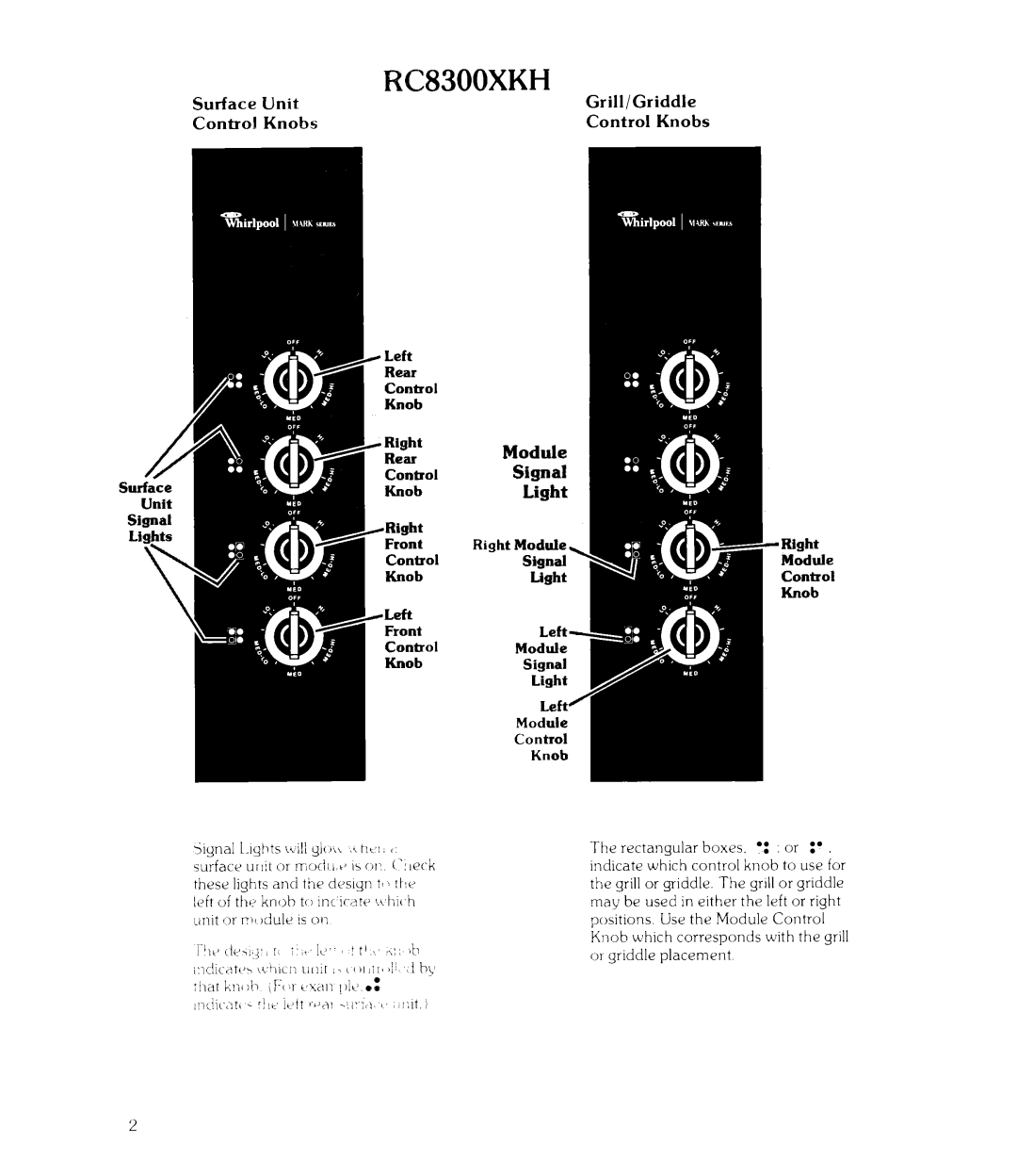 Whirlpool RC8800XKH, RC8300XKH manual RC8300XKI-l, Surface Unit Grill/Griddle Control Knobs 