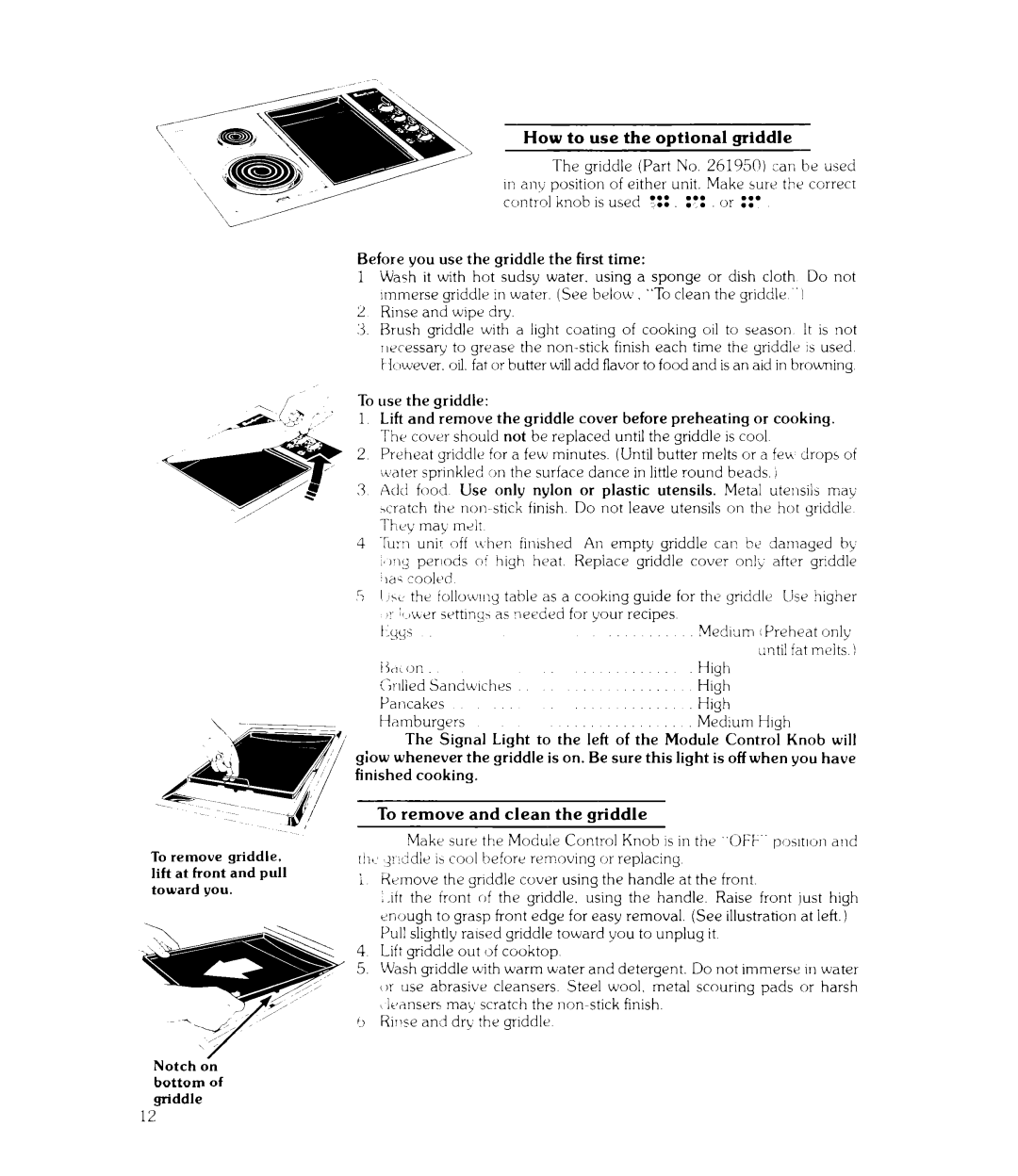 Whirlpool RC8800XKH, RC8300XKH manual How to use the optional griddle 