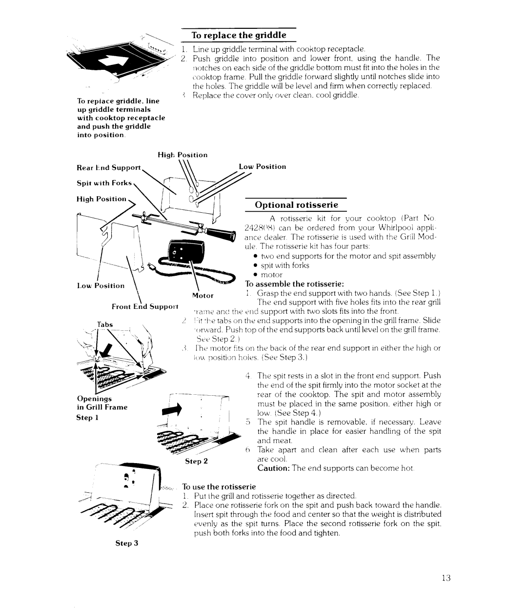 Whirlpool RC8300XKH, RC8800XKH manual Optional rotisserie 