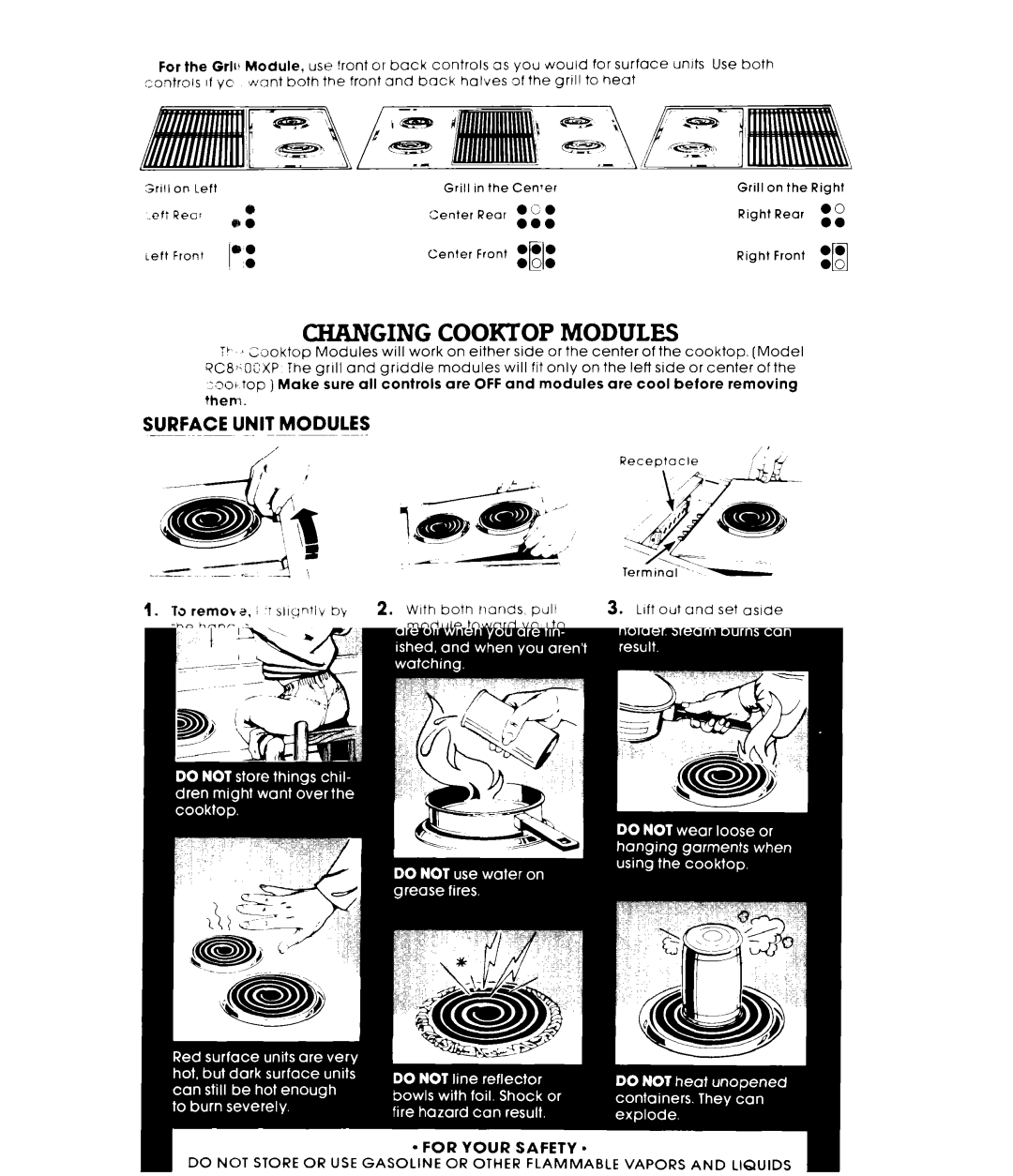 Whirlpool RC88OOXP warranty Changing Cooktop Modules, Surface Unit Modules 