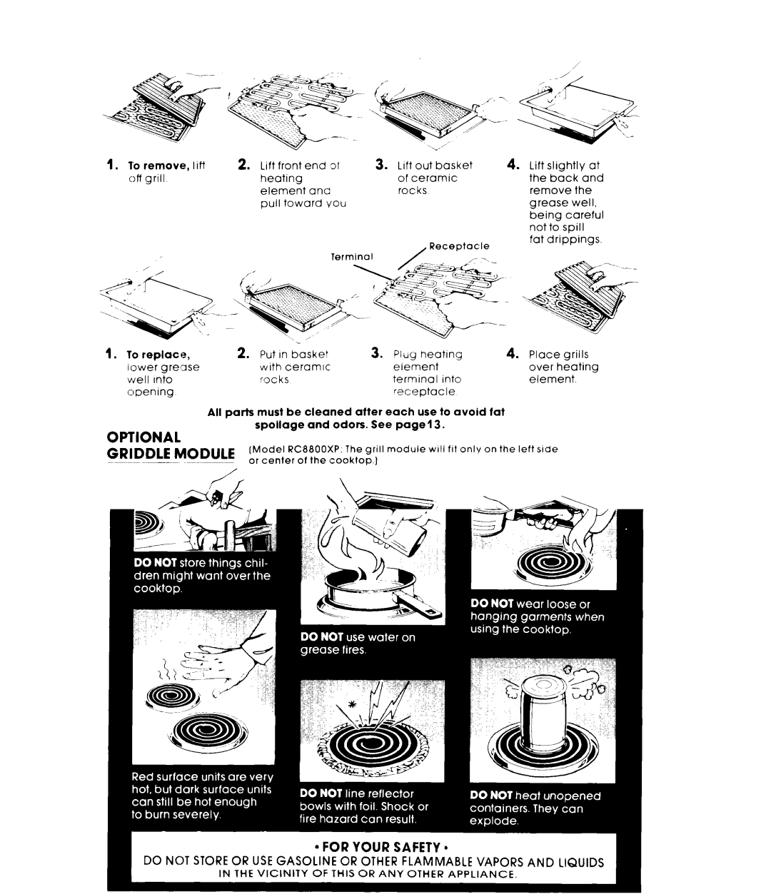 Whirlpool RC88OOXP warranty Optional, Vdlth ootn, Griddle 