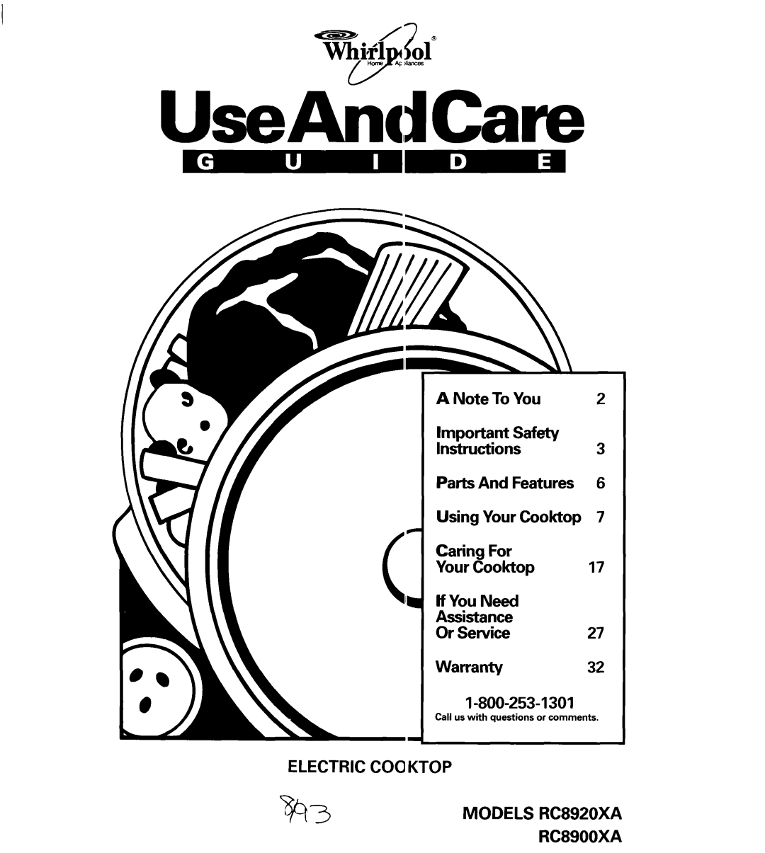 Whirlpool RC8900XA important safety instructions Electric COO Ktop Models RC8920XA 