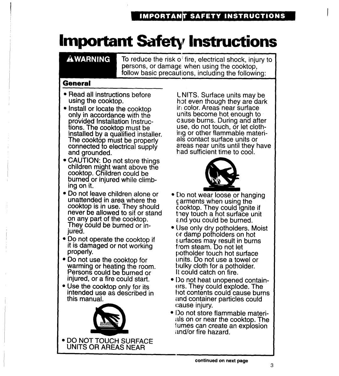 Whirlpool RC8920XA, RC8900XA important safety instructions Important Safety Instructions 