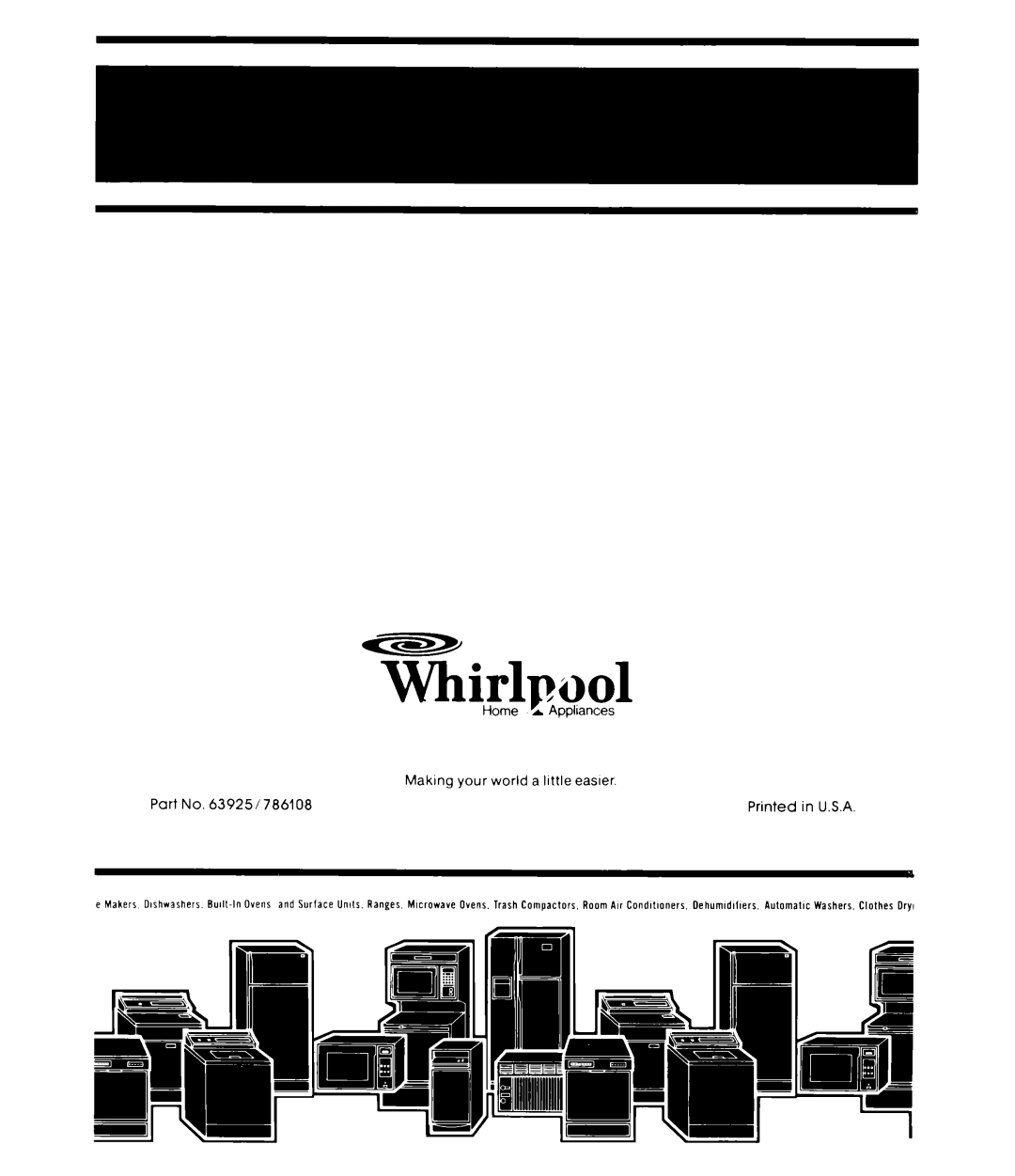 Whirlpool RC8900XMH manual ~irlpuol, Home L /Appliances, Making your world a little easier 