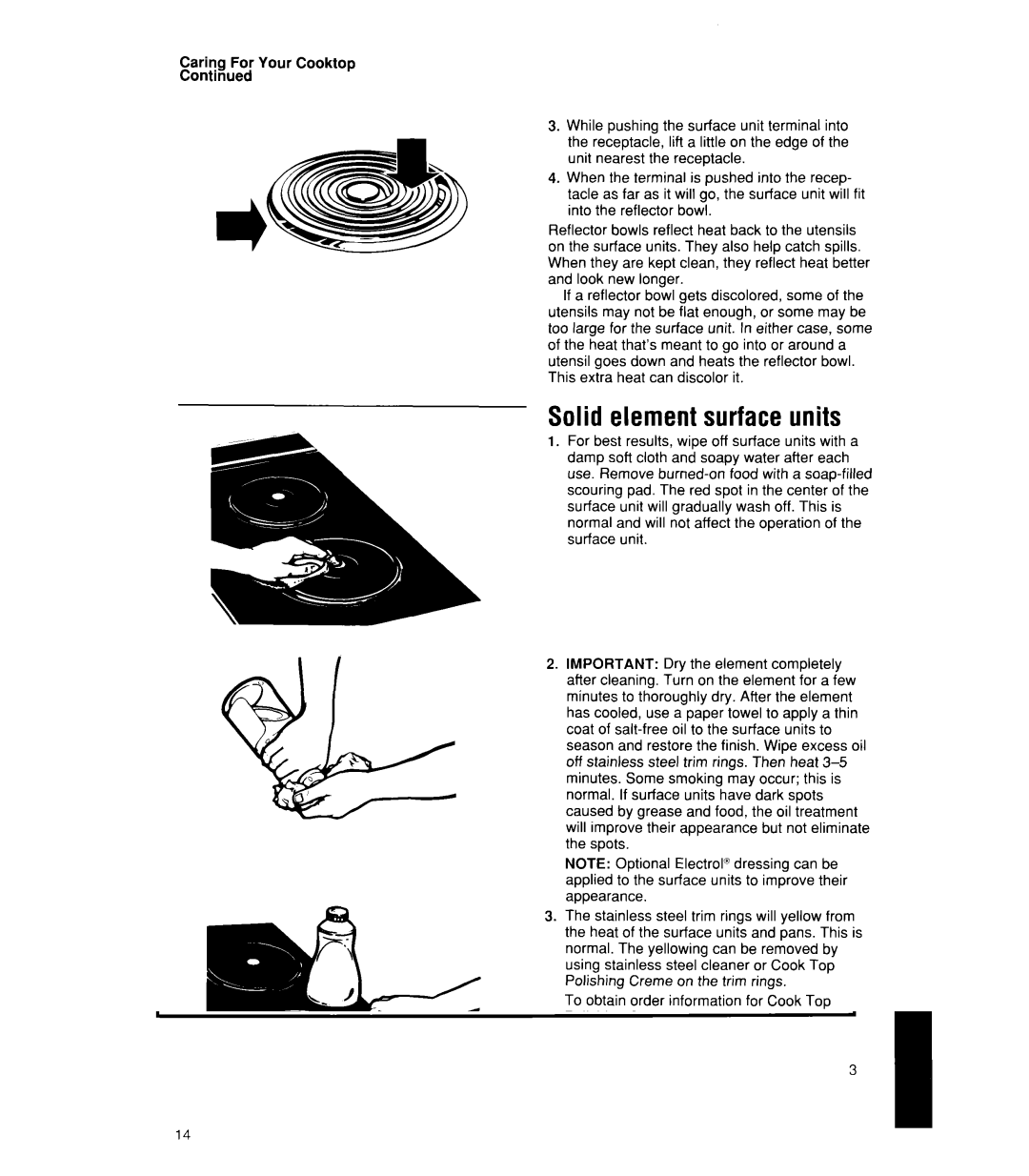 Whirlpool RC8900XX manual Solid elementsurfaceunits 