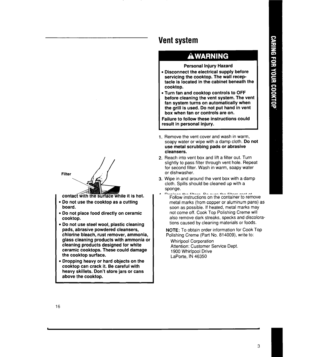 Whirlpool RC8900XX manual Ventsystem 