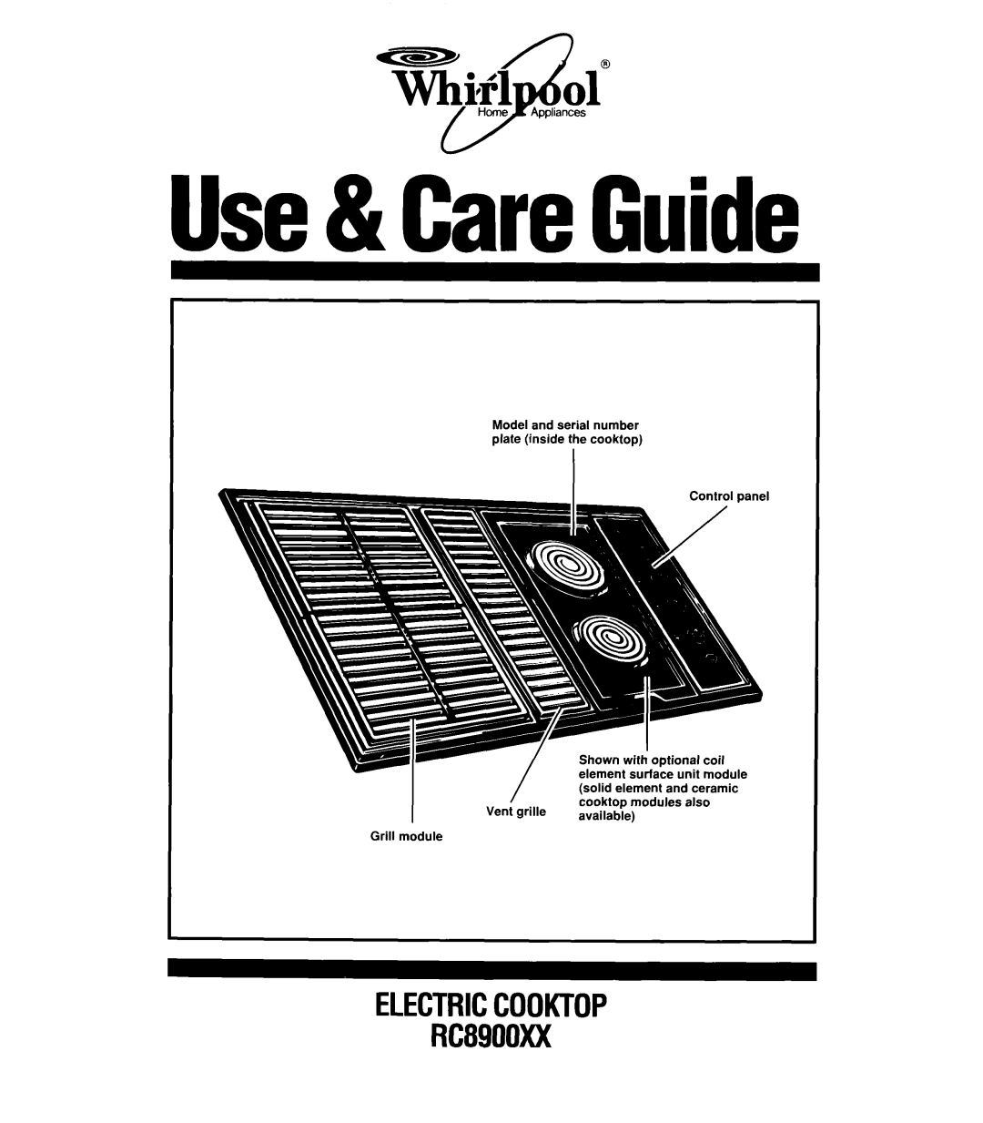 Whirlpool manual Use& CareGuide, ELECTRICCOOKTOP RC8900XX 