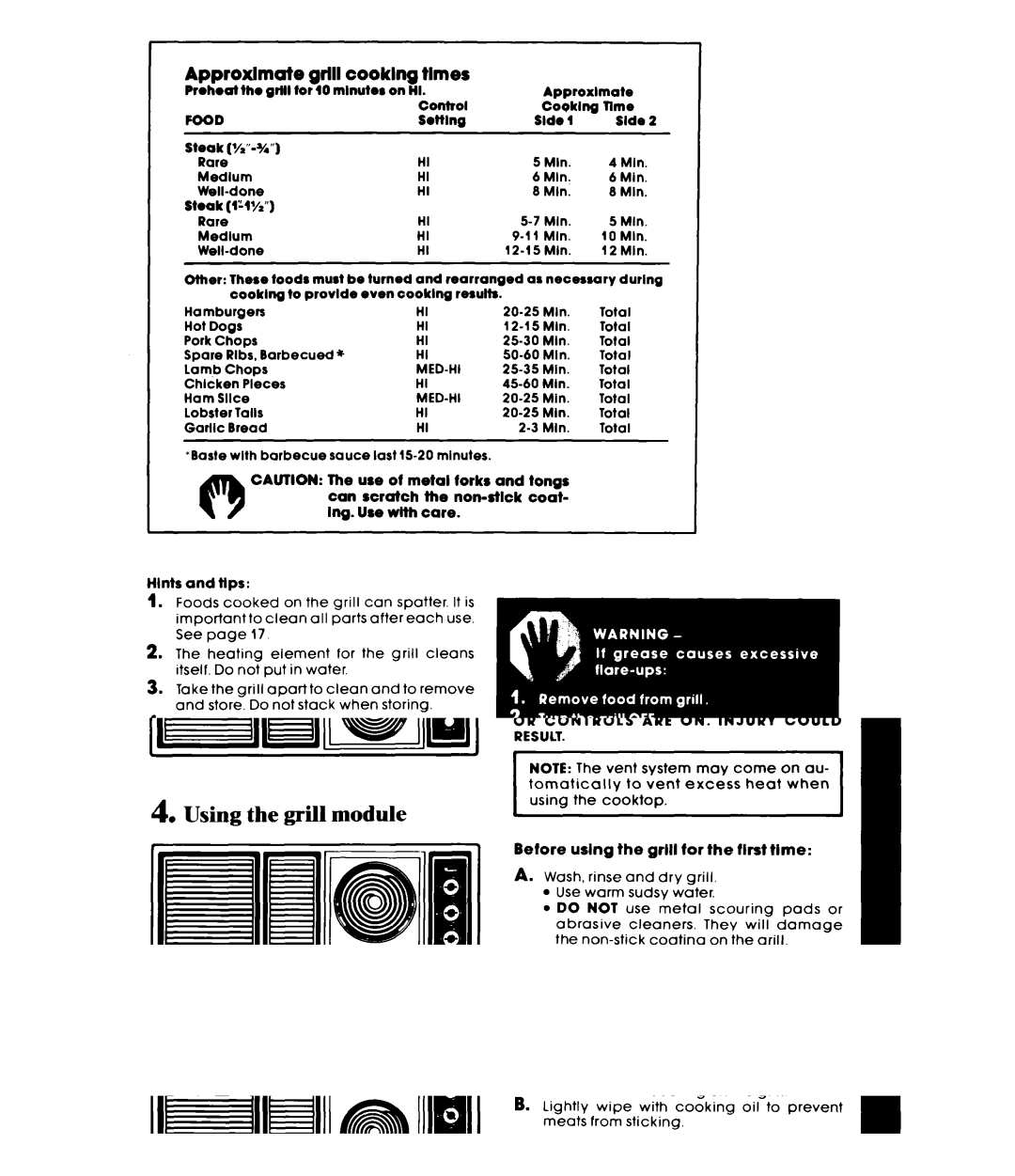 Whirlpool RC8920XRH, RC8950XRH manual Times, Row 