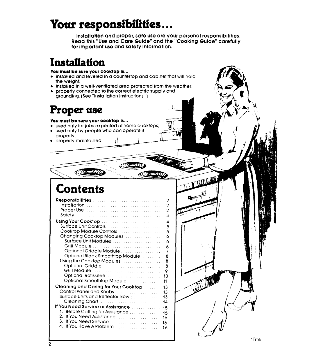 Whirlpool RCBBOOXL, RC8300XL warranty Your responsibilities 