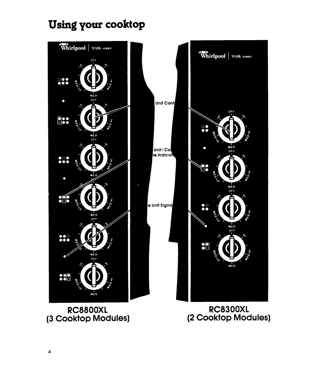 Whirlpool RCBBOOXL, RC8300XL warranty Using your cooktop 