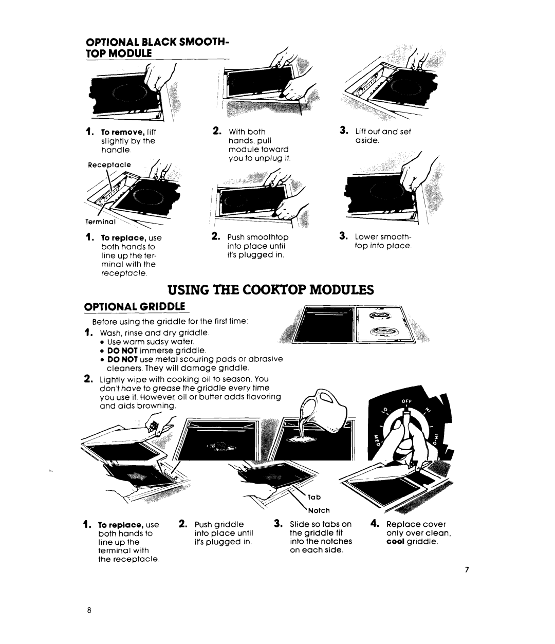 Whirlpool RCBBOOXL, RC8300XL warranty Optional Black Smooth, Optional Griddle 