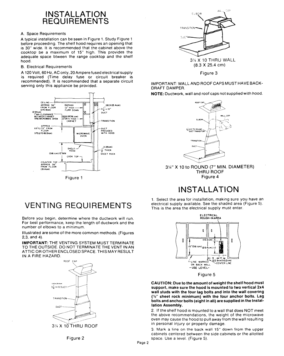 Whirlpool RCH3660 instruction sheet Installation Requirements, Venting Requirements, Thru Wall 