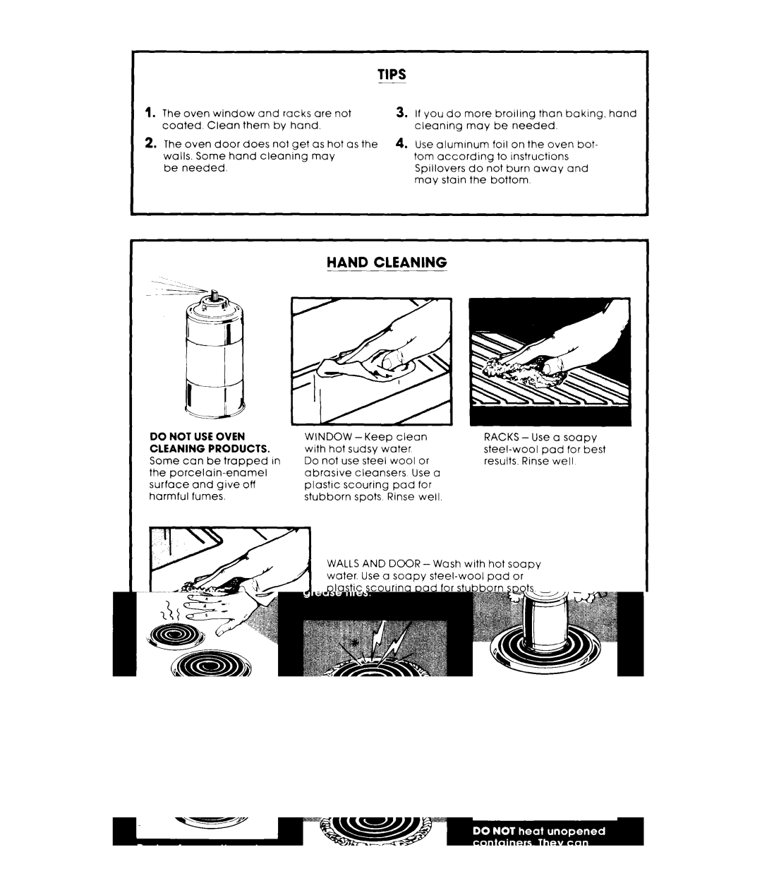 Whirlpool RE953PXKT0 warranty Tips, Hand Cleaning 