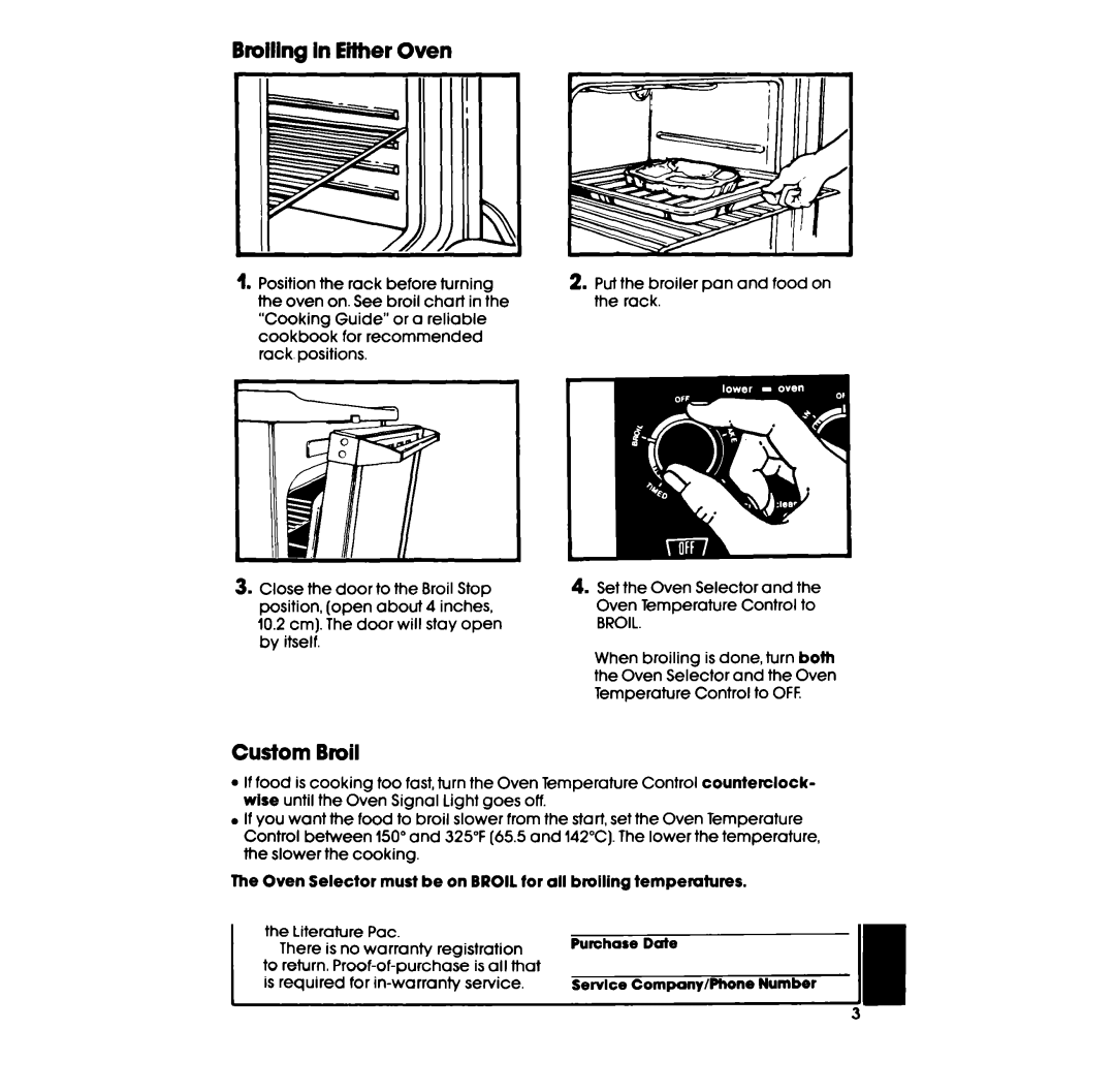 Whirlpool RE960PXP, RE953PXP, RE963PXP manual Broiling In Either Oven, Custom Broil 