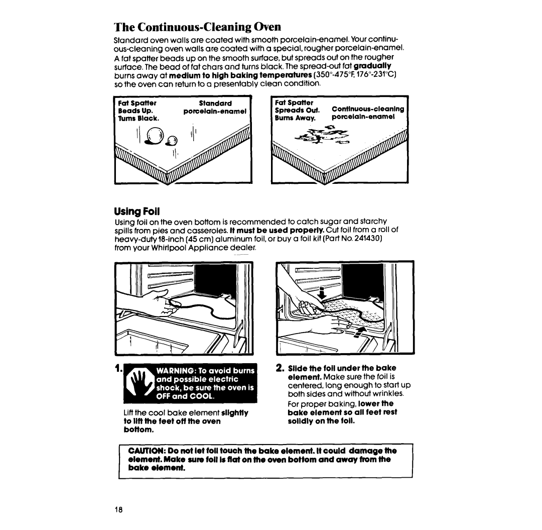 Whirlpool RE953PXP, RE960PXP, RE963PXP manual Oven, Uslng Foil, Silde Foil under Bake Element 