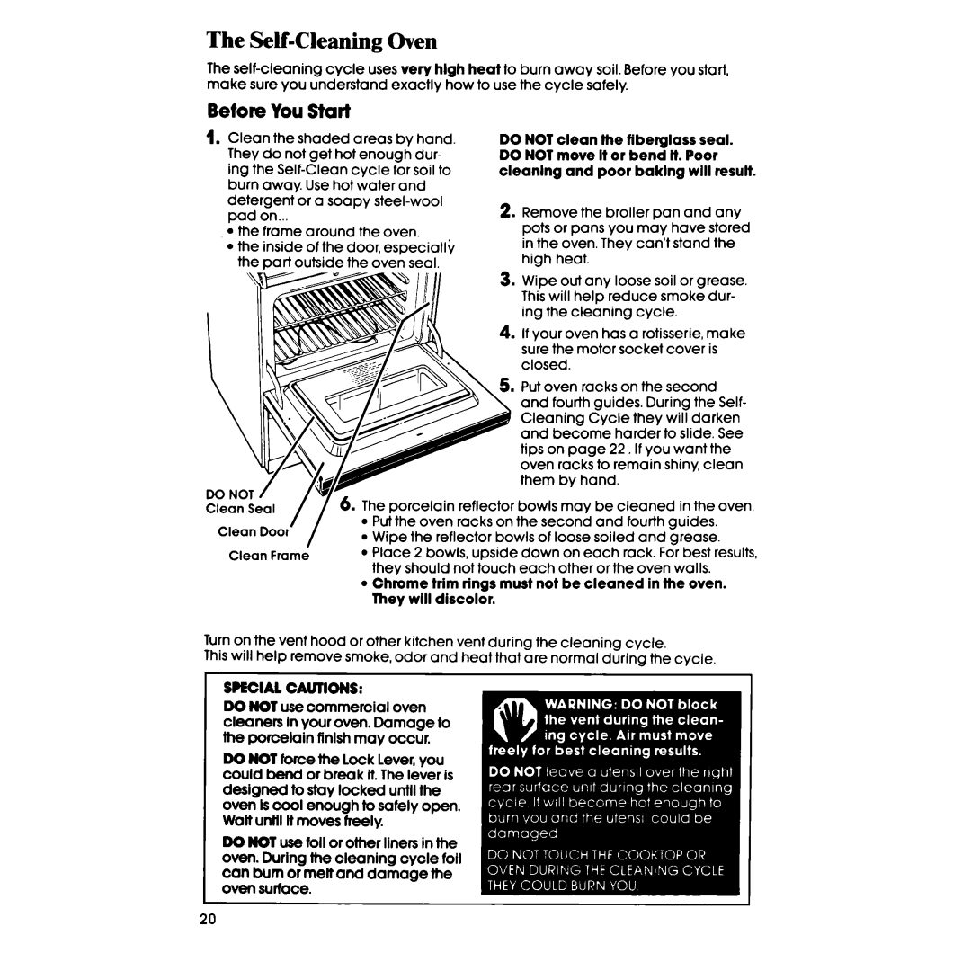 Whirlpool RE963PXP, RE953PXP, RE960PXP manual Self-Cleaning Oven, You Start 