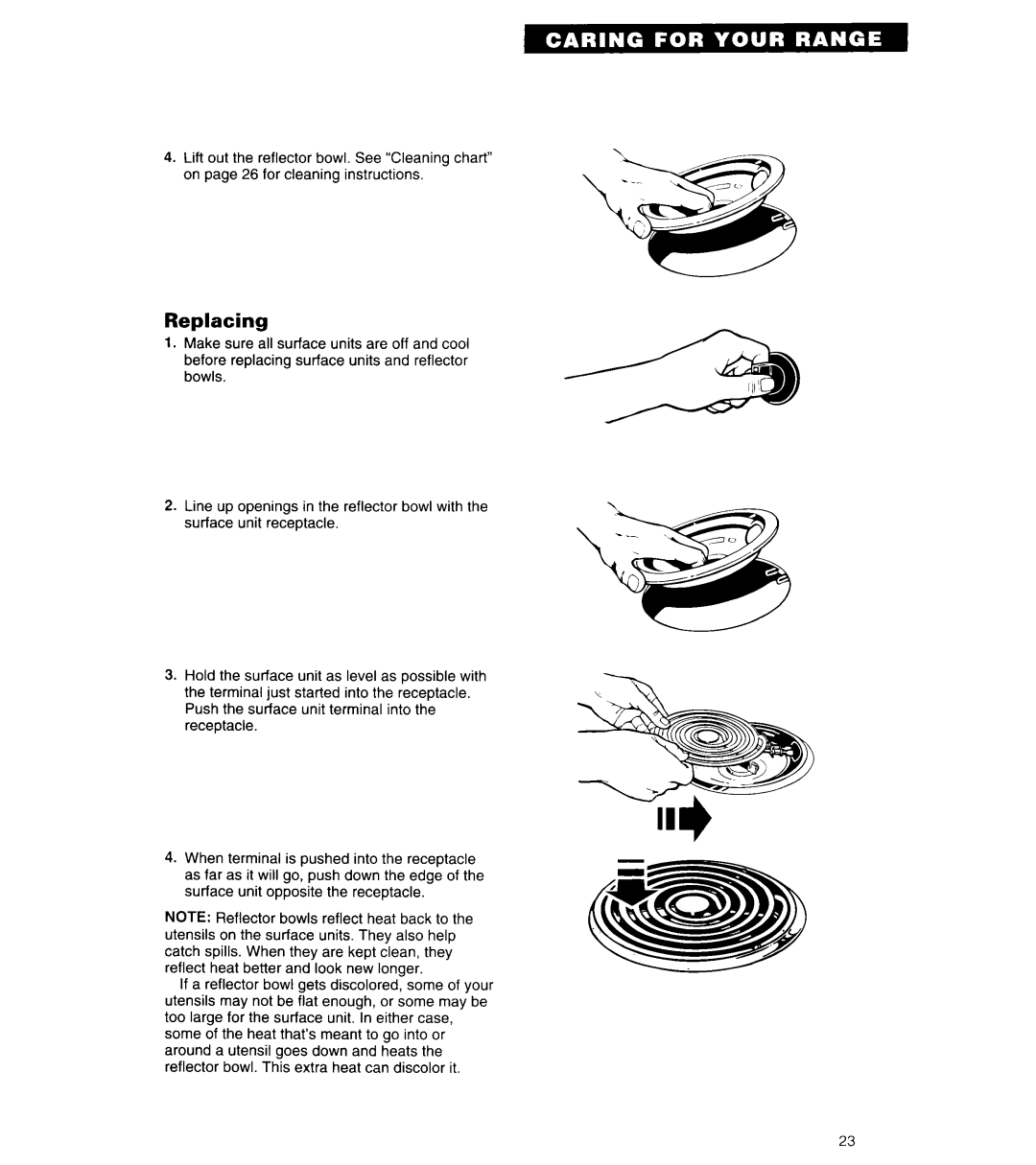 Whirlpool RE960PXY important safety instructions Replacing 