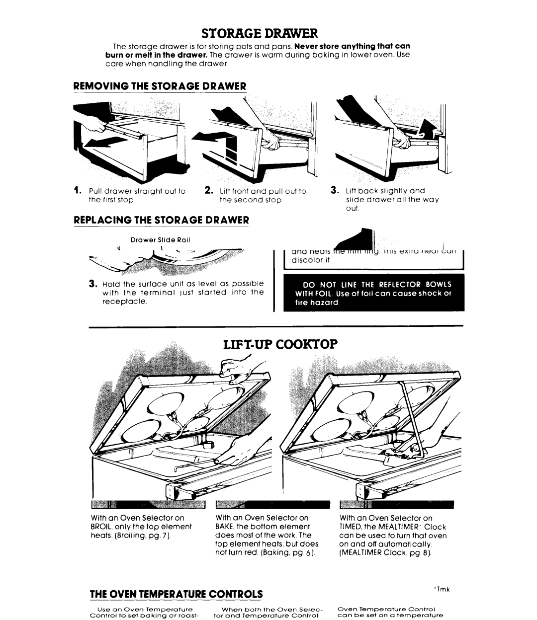 Whirlpool RE963PXK warranty Remuving Upper Oven Rack Guides, Removing the Storage Drawer, Replacing the Storage Drawer 