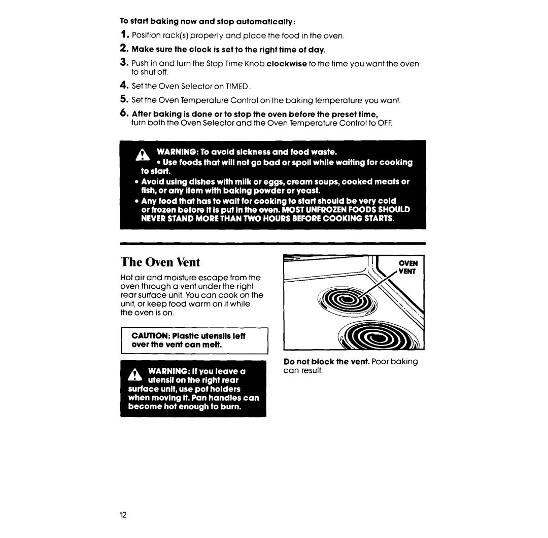 Whirlpool RE963PXV, RE960PXV manual Oven Vent 