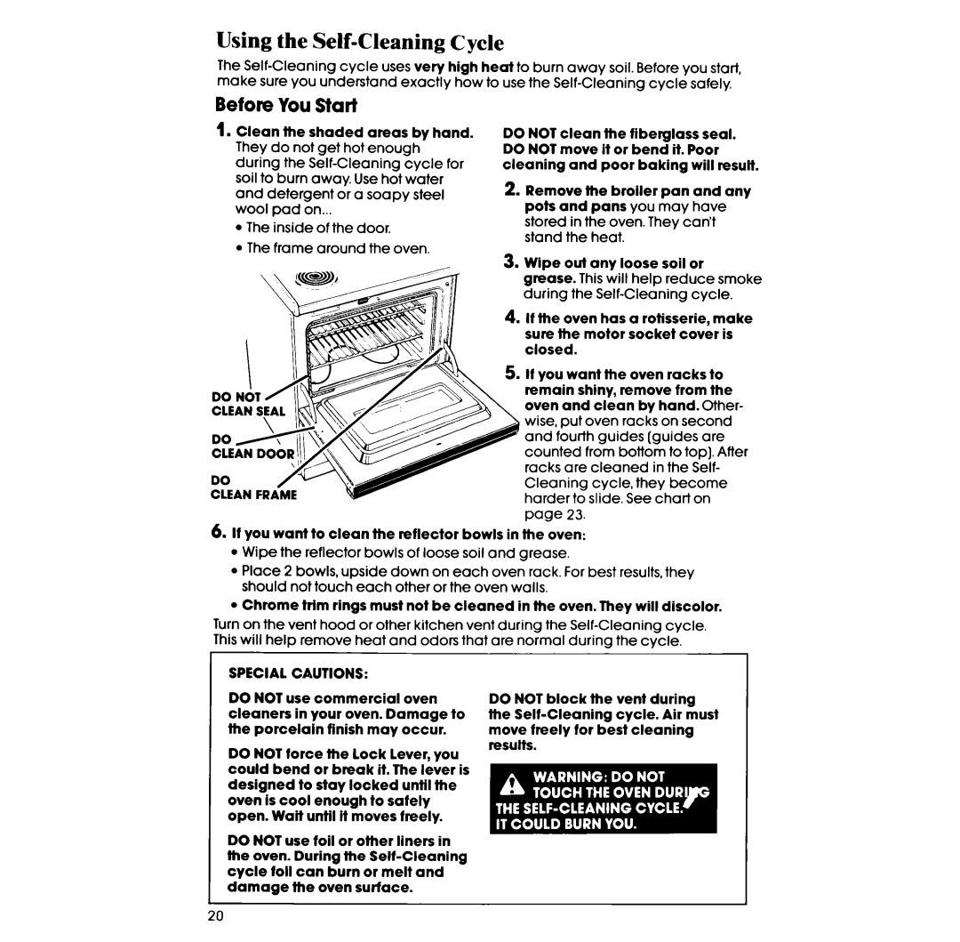 Whirlpool RE963PXV, RE960PXV manual Using the Self-Cleaning Cycle, Before You Start, Not 