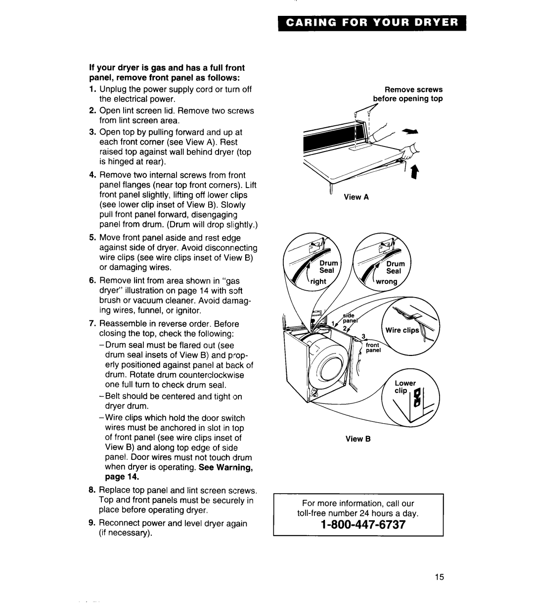 Whirlpool REL3612BW2 warranty Remove screws before opening top ’ View a View B 