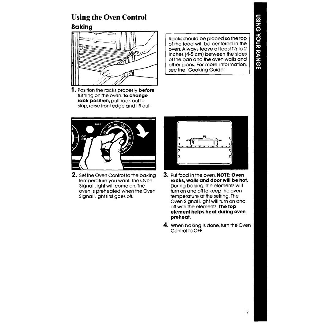 Whirlpool RF014PXR manual Using the Oven Control, Baking 