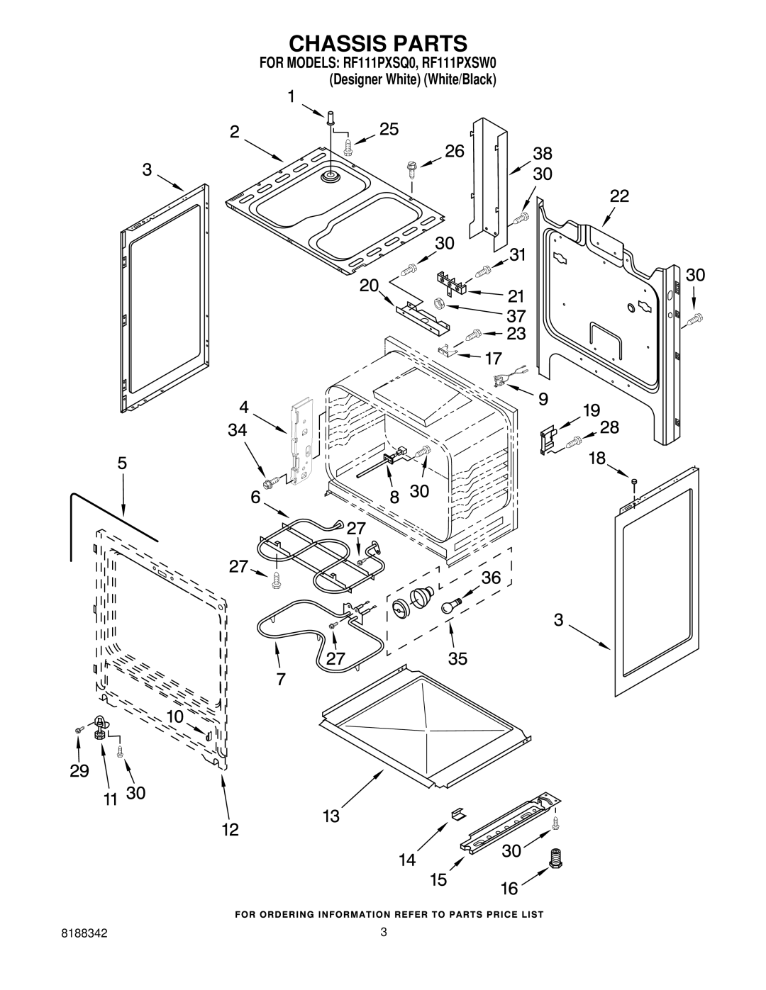 Whirlpool RF111PXSQ0, RF111PXSW0 owner manual Chassis Parts 