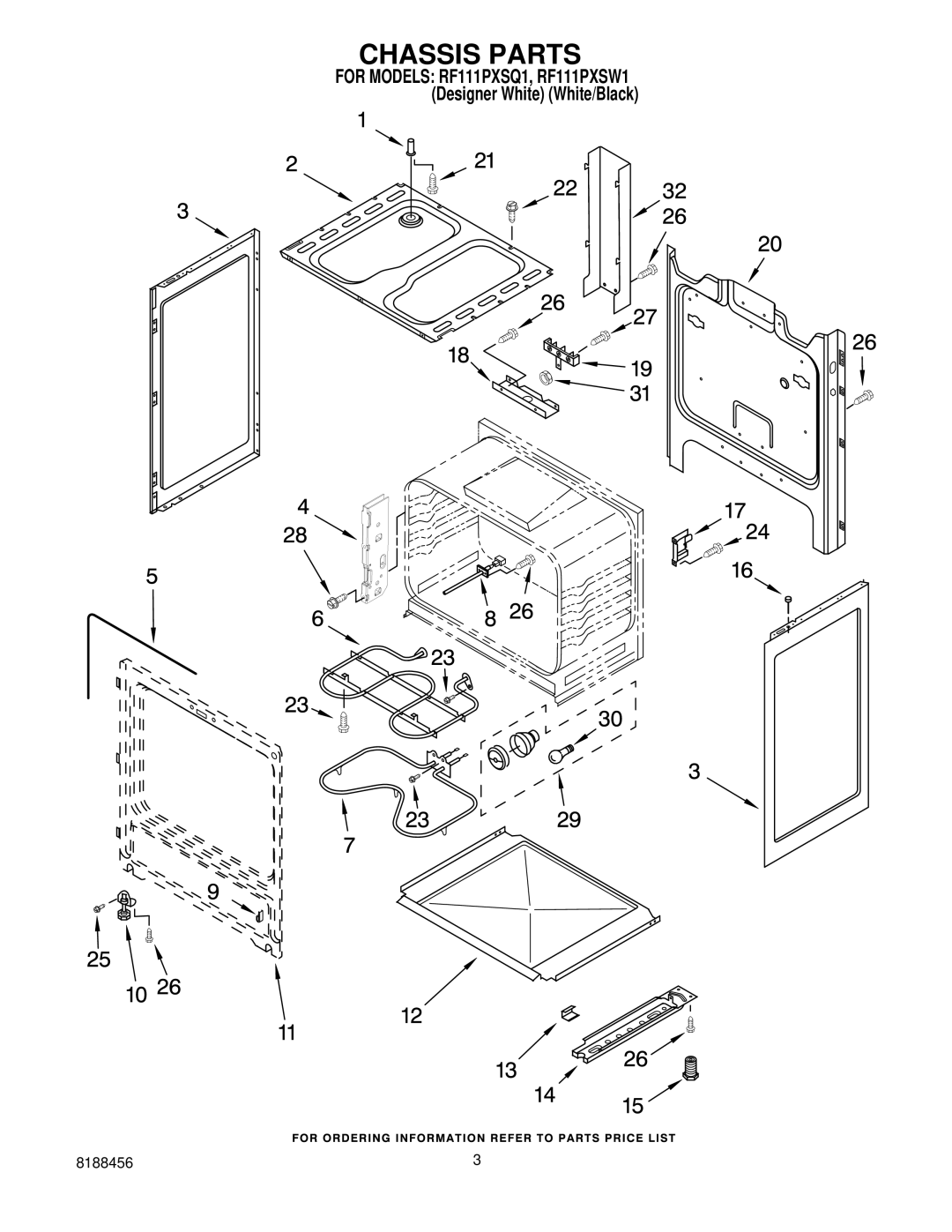 Whirlpool RF111PXSQ1, RF111PXSW1 owner manual Chassis Parts 