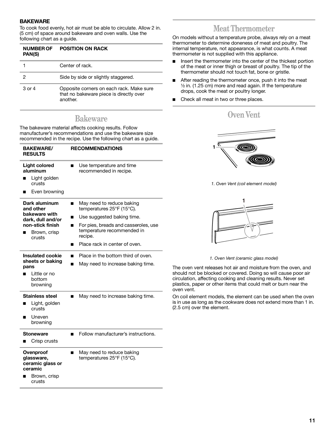 Whirlpool RF364PXK, RF196LXK, RF364LXK, RF368LXK, RF367LXK, RF365PXK, RF362BXK, RF355PXK Meat Thermometer, Bakeware, Oven Vent 