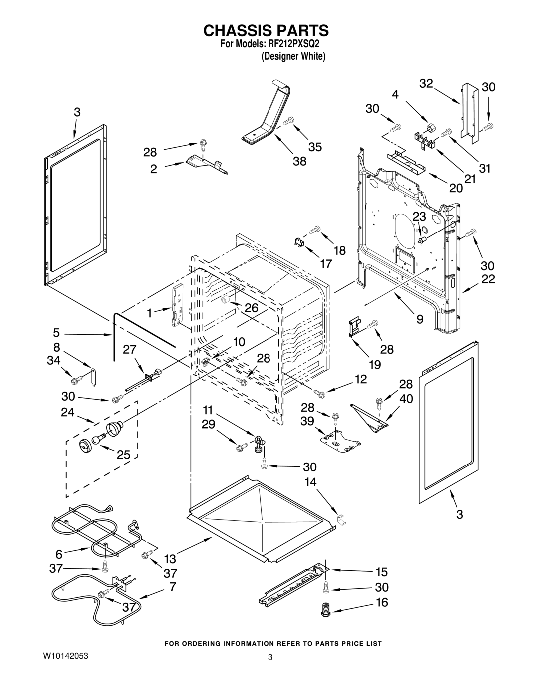 Whirlpool RF212PXS owner manual Chassis Parts 