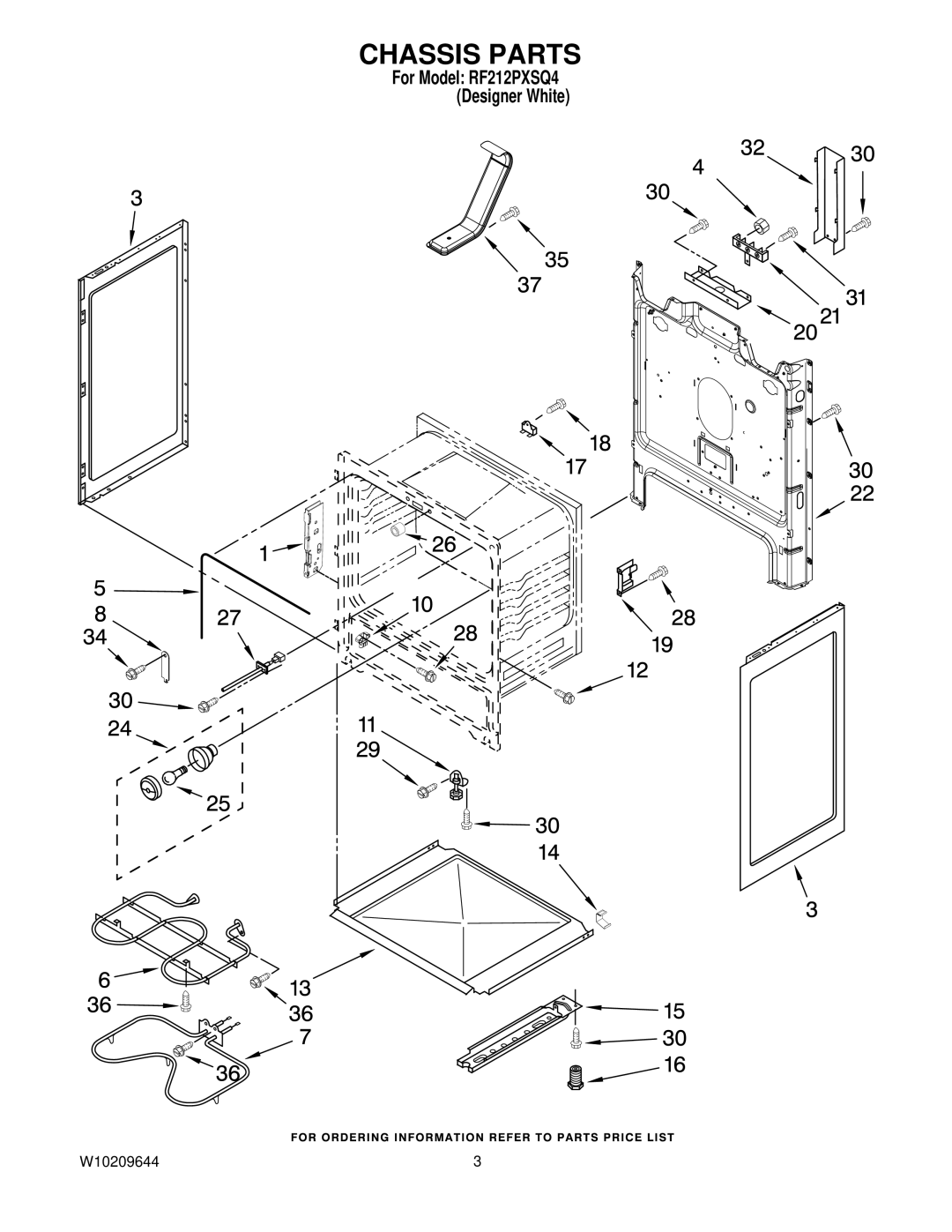 Whirlpool RF212PXSQ4 owner manual Chassis Parts 