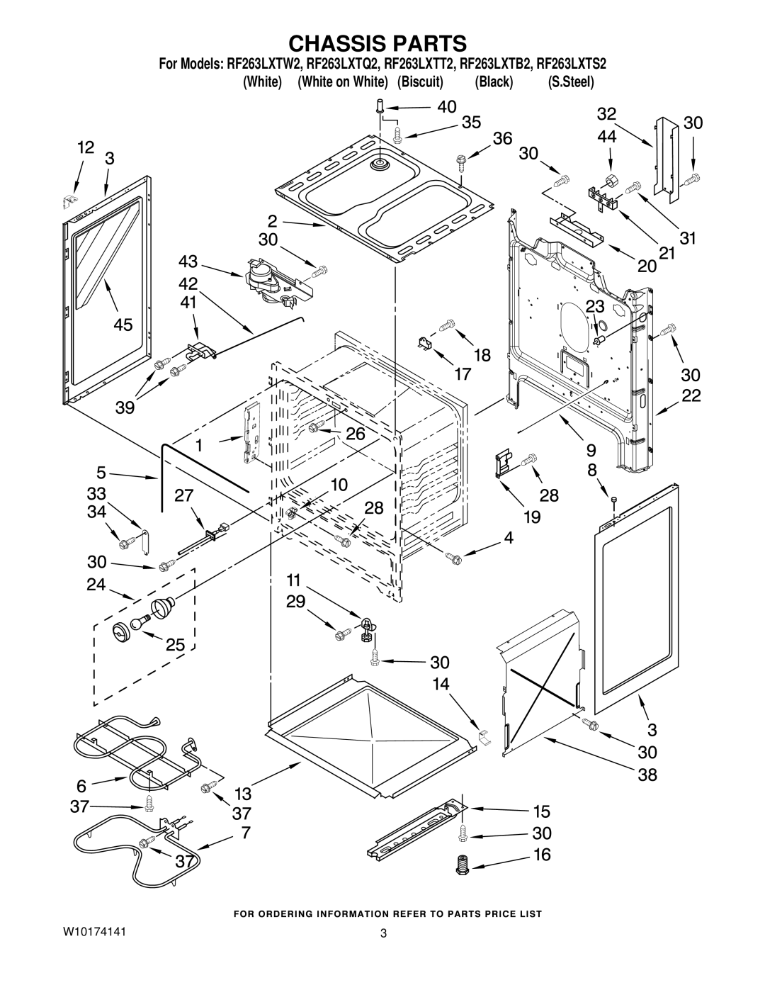 Whirlpool RF263LXTS2, RF263LXTT2, RF263LXTQ2, RF263LXTB2, RF263LXTW2 owner manual Chassis Parts 