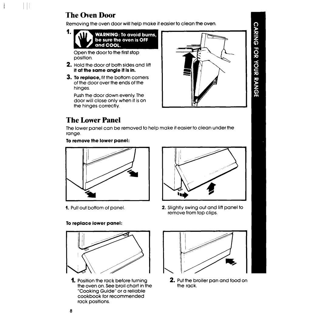 Whirlpool RF3000XP manual Oven Door, Lower Panel 
