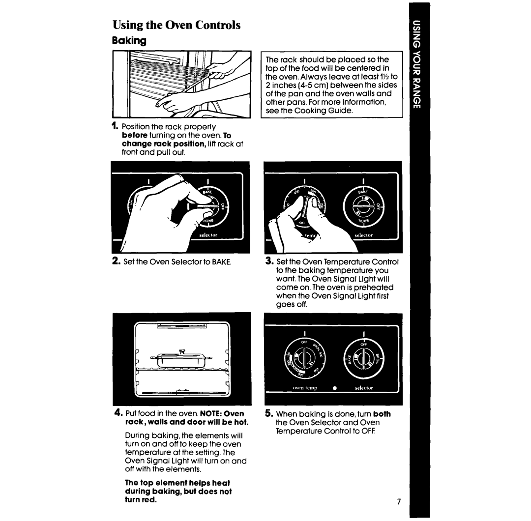 Whirlpool RF3000XV manual Using the Oven Controls, Baking 