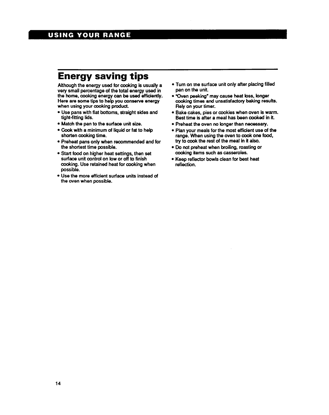 Whirlpool RF3020XY, RF302BXY important safety instructions Energy saving tips 