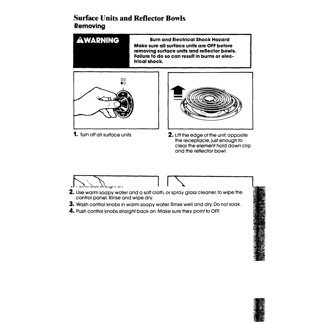 Whirlpool RF302BW manual Surface Units and Reflector Bowls, Removing 