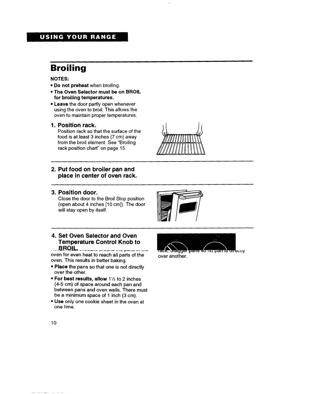 Whirlpool RF3020XD, RF302BXD, RF305PXD manual Broiling, Position rack 