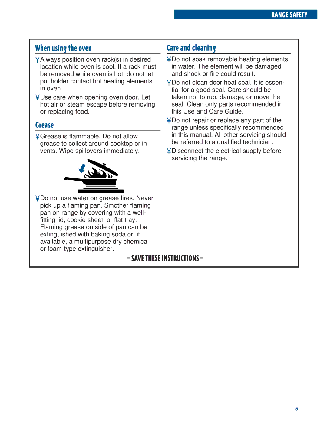 Whirlpool RF3020XE, RF302BXE warranty When using the oven Care and cleaning, Grease 