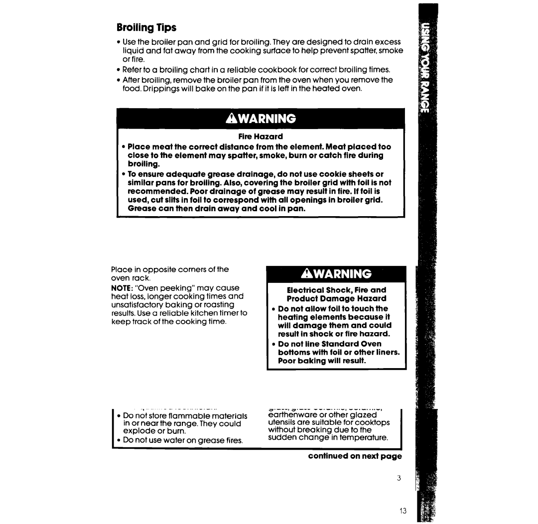 Whirlpool RF302BXV, RF 3020XV manual Broiling Tips 